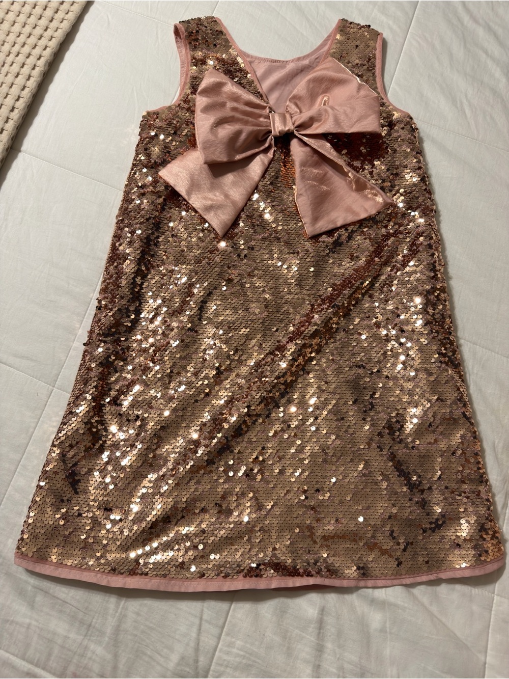 H&M Rose Gold Sequin Dress with Satin Bow